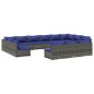 vidaXL 13-tlg. Garten-Lounge-Set mit Kissen Grau Poly Rattan vidaXL 13-tlg. Garten-Lounge-Set mit Kissen Grau Poly Rattan