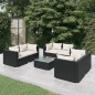 vidaXL 7-tlg. Garten-Lounge-Set mit Kissen Poly Rattan Schwarz vidaXL 7-tlg. Garten-Lounge-Set mit Kissen Poly Rattan Schwarz