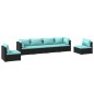 vidaXL 6-tlg. Garten-Lounge-Set mit Kissen Poly Rattan Schwarz vidaXL 6-tlg. Garten-Lounge-Set mit Kissen Poly Rattan Schwarz
