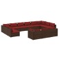 vidaXL 13-tlg. Garten-Lounge-Set mit Kissen Braun Poly Rattan vidaXL 13-tlg. Garten-Lounge-Set mit Kissen Braun Poly Rattan