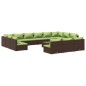 vidaXL 14-tlg. Garten-Lounge-Set mit Kissen Braun Poly Rattan vidaXL 14-tlg. Garten-Lounge-Set mit Kissen Braun Poly Rattan