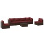 vidaXL 7-tlg. Garten-Lounge-Set mit Kissen Poly Rattan Braun vidaXL 7-tlg. Garten-Lounge-Set mit Kissen Poly Rattan Braun