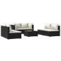 vidaXL 7-tlg. Garten-Lounge-Set mit Kissen Poly Rattan Schwarz vidaXL 7-tlg. Garten-Lounge-Set mit Kissen Poly Rattan Schwarz