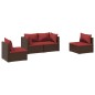 vidaXL 4-tlg. Garten-Lounge-Set mit Auflagen Poly Rattan Braun vidaXL 4-tlg. Garten-Lounge-Set mit Auflagen Poly Rattan Braun