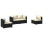 vidaXL 4-tlg. Garten-Lounge-Set mit Kissen Poly Rattan Schwarz vidaXL 4-tlg. Garten-Lounge-Set mit Kissen Poly Rattan Schwarz