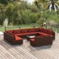 vidaXL 12-tlg. Garten-Lounge-Set mit Kissen Braun Poly Rattan vidaXL 12-tlg. Garten-Lounge-Set mit Kissen Braun Poly Rattan