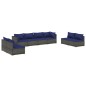 vidaXL 8-tlg. Garten-Lounge-Set mit Kissen Poly Rattan Grau vidaXL 8-tlg. Garten-Lounge-Set mit Kissen Poly Rattan Grau