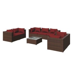 vidaXL 8-tlg. Garten-Lounge-Set mit Kissen Poly Rattan Braun