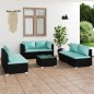 vidaXL 7-tlg. Garten-Lounge-Set mit Kissen Poly Rattan Schwarz vidaXL 7-tlg. Garten-Lounge-Set mit Kissen Poly Rattan Schwarz