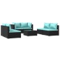 vidaXL 7-tlg. Garten-Lounge-Set mit Kissen Poly Rattan Schwarz vidaXL 7-tlg. Garten-Lounge-Set mit Kissen Poly Rattan Schwarz