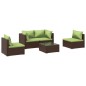 vidaXL 5-tlg. Garten-Lounge-Set mit Kissen Poly Rattan Braun vidaXL 5-tlg. Garten-Lounge-Set mit Kissen Poly Rattan Braun