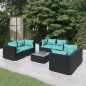 vidaXL 7-tlg. Garten-Lounge-Set mit Kissen Poly Rattan Schwarz vidaXL 7-tlg. Garten-Lounge-Set mit Kissen Poly Rattan Schwarz
