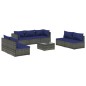 vidaXL 8-tlg. Garten-Lounge-Set mit Kissen Poly Rattan Grau vidaXL 8-tlg. Garten-Lounge-Set mit Kissen Poly Rattan Grau