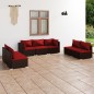 vidaXL 7-tlg. Garten-Lounge-Set mit Kissen Poly Rattan Braun vidaXL 7-tlg. Garten-Lounge-Set mit Kissen Poly Rattan Braun