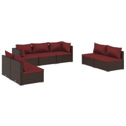 vidaXL 7-tlg. Garten-Lounge-Set mit Kissen Poly Rattan Braun