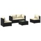 vidaXL 5-tlg. Garten-Lounge-Set mit Kissen Poly Rattan Schwarz vidaXL 5-tlg. Garten-Lounge-Set mit Kissen Poly Rattan Schwarz
