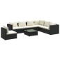 vidaXL 8-tlg. Garten-Lounge-Set mit Kissen Poly Rattan Schwarz vidaXL 8-tlg. Garten-Lounge-Set mit Kissen Poly Rattan Schwarz