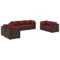 vidaXL 7-tlg. Garten-Lounge-Set mit Kissen Poly Rattan Braun vidaXL 7-tlg. Garten-Lounge-Set mit Kissen Poly Rattan Braun