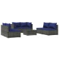 vidaXL 7-tlg. Garten-Lounge-Set mit Kissen Poly Rattan Grau vidaXL 7-tlg. Garten-Lounge-Set mit Kissen Poly Rattan Grau