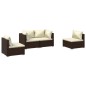 vidaXL 4-tlg. Garten-Lounge-Set mit Kissen Poly Rattan Braun vidaXL 4-tlg. Garten-Lounge-Set mit Kissen Poly Rattan Braun