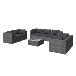 vidaXL 8-tlg. Garten-Lounge-Set mit Kissen Poly Rattan Grau