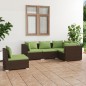 vidaXL 5-tlg. Garten-Lounge-Set mit Kissen Poly Rattan Braun vidaXL 5-tlg. Garten-Lounge-Set mit Kissen Poly Rattan Braun