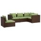 vidaXL 5-tlg. Garten-Lounge-Set mit Kissen Poly Rattan Braun vidaXL 5-tlg. Garten-Lounge-Set mit Kissen Poly Rattan Braun
