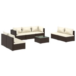 vidaXL 8-tlg. Garten-Lounge-Set mit Kissen Poly Rattan Braun