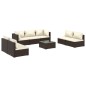 vidaXL 8-tlg. Garten-Lounge-Set mit Kissen Poly Rattan Braun vidaXL 8-tlg. Garten-Lounge-Set mit Kissen Poly Rattan Braun