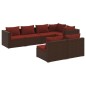vidaXL 7-tlg. Garten-Lounge-Set mit Kissen Braun Poly Rattan vidaXL 7-tlg. Garten-Lounge-Set mit Kissen Braun Poly Rattan
