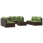 vidaXL 7-tlg. Garten-Lounge-Set mit Kissen Poly Rattan Braun vidaXL 7-tlg. Garten-Lounge-Set mit Kissen Poly Rattan Braun