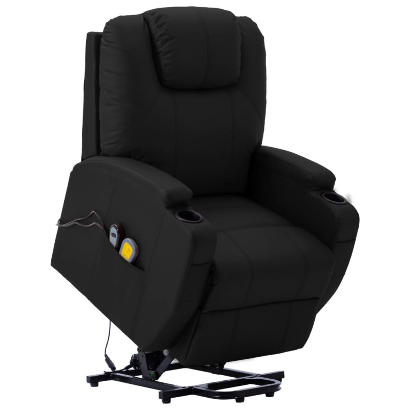 vidaXL Massagesessel mit Aufstehhilfe Schwarz Kunstleder vidaXL Massagesessel mit Aufstehhilfe Schwarz Kunstleder