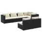 vidaXL 7-tlg. Garten-Lounge-Set mit Kissen Schwarz Poly Rattan vidaXL 7-tlg. Garten-Lounge-Set mit Kissen Schwarz Poly Rattan