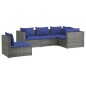 vidaXL 5-tlg. Garten-Lounge-Set mit Kissen Poly Rattan Grau vidaXL 5-tlg. Garten-Lounge-Set mit Kissen Poly Rattan Grau