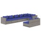 vidaXL 8-tlg. Garten-Lounge-Set mit Kissen Grau Poly Rattan vidaXL 8-tlg. Garten-Lounge-Set mit Kissen Grau Poly Rattan