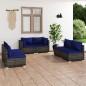 vidaXL 6-tlg. Garten-Lounge-Set mit Kissen Poly Rattan Grau vidaXL 6-tlg. Garten-Lounge-Set mit Kissen Poly Rattan Grau