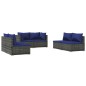 vidaXL 6-tlg. Garten-Lounge-Set mit Kissen Poly Rattan Grau vidaXL 6-tlg. Garten-Lounge-Set mit Kissen Poly Rattan Grau