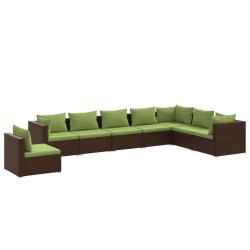 vidaXL 8-tlg. Garten-Lounge-Set mit Kissen Poly Rattan Braun