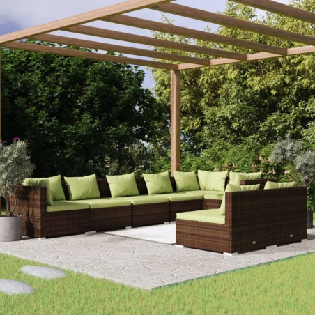 vidaXL 8-tlg. Garten-Lounge-Set mit Kissen Braun Poly Rattan