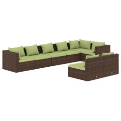 vidaXL 8-tlg. Garten-Lounge-Set mit Kissen Braun Poly Rattan