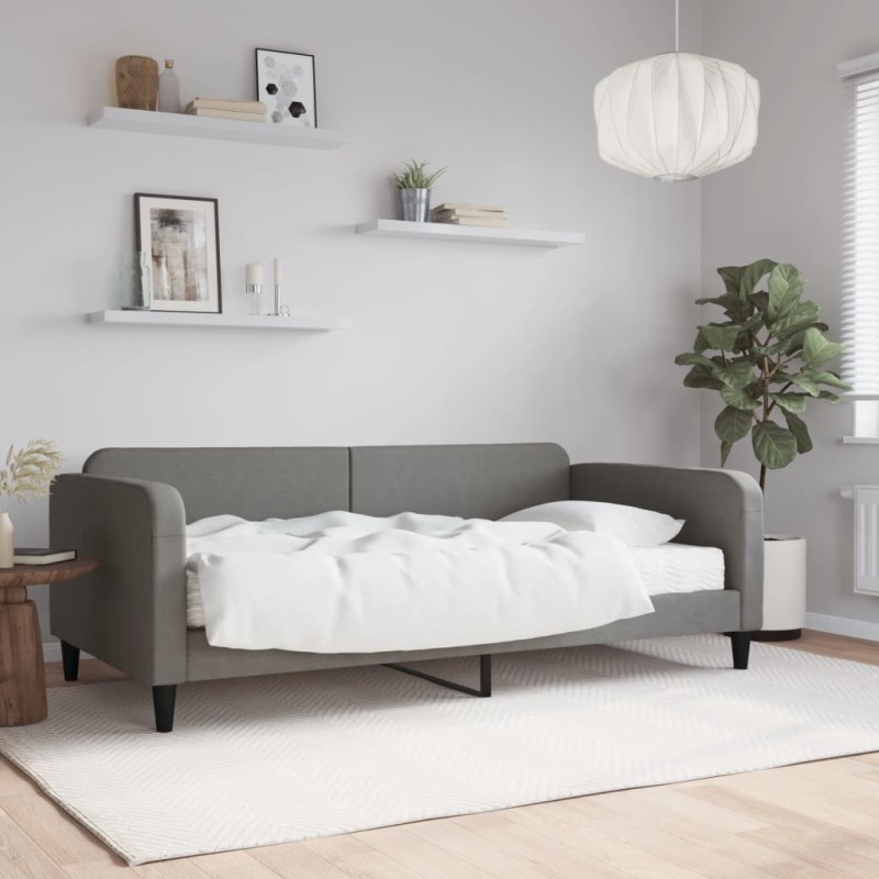 vidaXL Tagesbett mit Matratze Dunkelgrau 100x200 cm Stoff vidaXL Tagesbett mit Matratze Dunkelgrau 100x200 cm Stoff