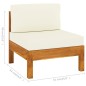 Mittelsofa mit Cremeweißen Kissen Massivholz Akazie Mittelsofa mit Cremeweißen Kissen Massivholz Akazie