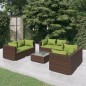 vidaXL 7-tlg. Garten-Lounge-Set mit Kissen Poly Rattan Braun vidaXL 7-tlg. Garten-Lounge-Set mit Kissen Poly Rattan Braun