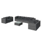 vidaXL 9-tlg. Garten-Lounge-Set mit Kissen Poly Rattan Grau vidaXL 9-tlg. Garten-Lounge-Set mit Kissen Poly Rattan Grau