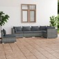 vidaXL 6-tlg. Garten-Lounge-Set mit Kissen Poly Rattan Grau vidaXL 6-tlg. Garten-Lounge-Set mit Kissen Poly Rattan Grau