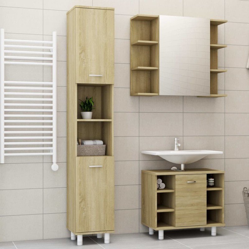 vidaXL 3-tlg. Badmöbel-Set Sonoma-Eiche Holzwerkstoff vidaXL 3-tlg. Badmöbel-Set Sonoma-Eiche Holzwerkstoff