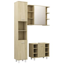 vidaXL 3-tlg. Badmöbel-Set Sonoma-Eiche Holzwerkstoff