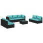 vidaXL 8-tlg. Garten-Lounge-Set mit Kissen Poly Rattan Schwarz vidaXL 8-tlg. Garten-Lounge-Set mit Kissen Poly Rattan Schwarz