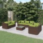 vidaXL 8-tlg. Garten-Lounge-Set mit Kissen Poly Rattan Braun vidaXL 8-tlg. Garten-Lounge-Set mit Kissen Poly Rattan Braun