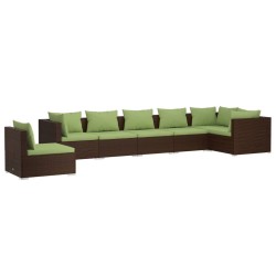 vidaXL 7-tlg. Garten-Lounge-Set mit Kissen Poly Rattan Braun